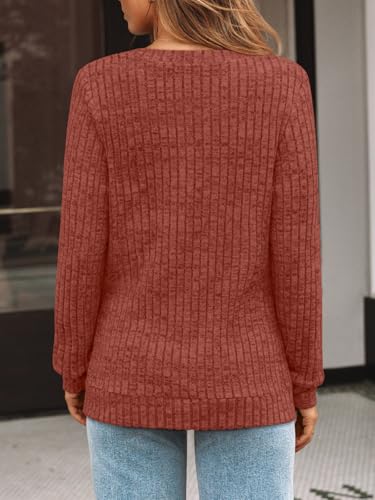 Image of AUTOMET Womens V Neck Long Sleeve Shirts Fall Tops 2026 Lightweight Sweater