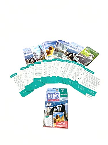 Brain Busters Card Game With Over 150 Trivia Questions Educational Flash Cards (Geography) #TOP1