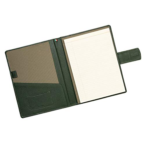 Image of Maruse Italian Leather Executive Padfolio, Folder Organizer with Magnetic Closure and Writing Pad, Handmade in Italy, Dark Green