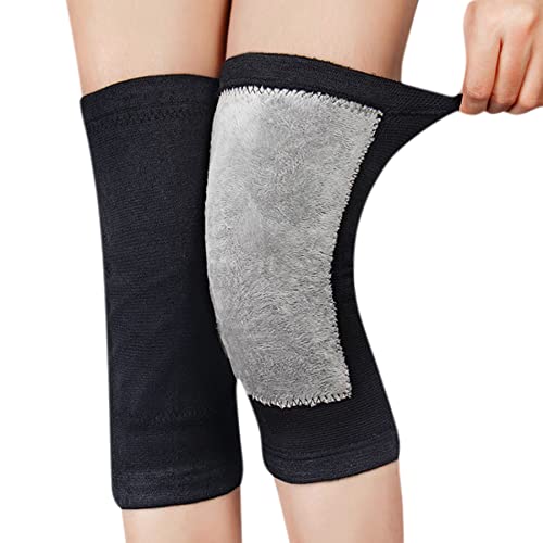 Image of JUMISEE 1 Pair Cotton Compression Knee Sleeve for Men Women, Warm Fleece Lined Knee Brace Leg Support for Running Pain Management Arthritis Pain Relief Rheumatism