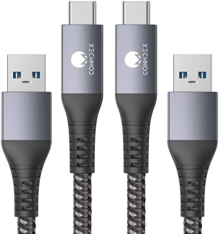 CONMDEX USB to USB C Cable 10Gbps (6ft, 2-Pack) USB 3.1 Gen 2 Data Transfer Cable for iPhone 16/15 Plus 16/15 Pro Max, Samsung Galaxy S25, Type C Charger Fast Charging for Carplay/Android Auto