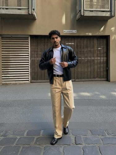 Image of Faux Leather Oversized Coach Jacket for Men | Premium Streetwear Outerwear for Winter, Travel, Parties | Classic Stylish Design