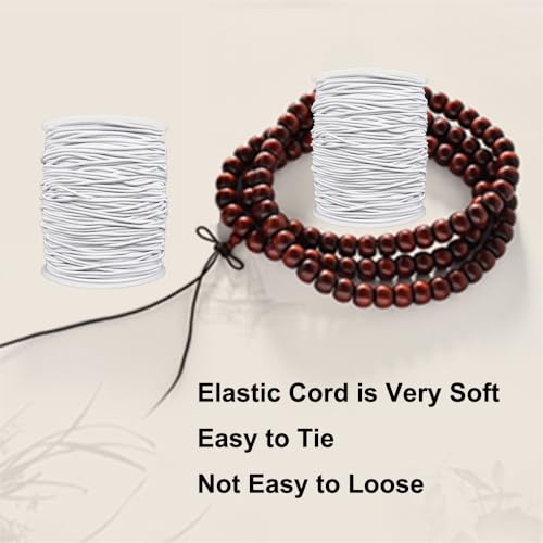 image for LUSTEMBER Stretchy String for Bracelets, 2 Rolls 1 mm Sturdy Elastic S