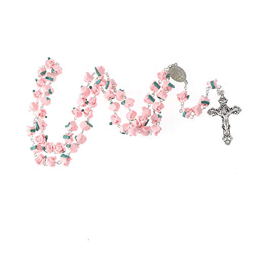 Rosary Beads Catholic - 6 Color, Confirmation Gifts for Teenage Girl, Polymer Clay Rose Necklace Jewelry, Silver Alloy Cross Necklace for Women, Gifts for Women4