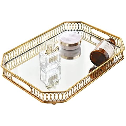 BOCFOA Large Gold Mirror Tray Cover