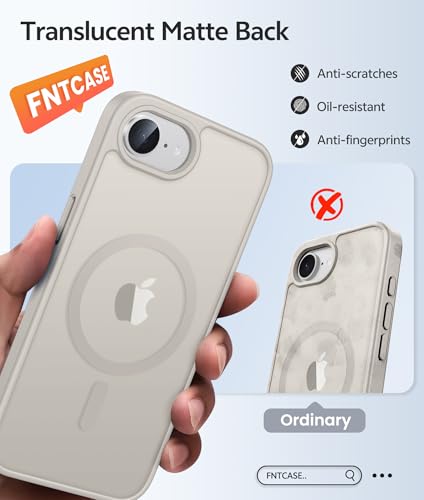 Image of FNTCASE for iPhone 17e Case: iPhone 16e Phone Case [Compatible with Magsafe] Translucent Matte Cases with [Screen Protector] Military Grade Shockproof Protective Phone Cover - Off White