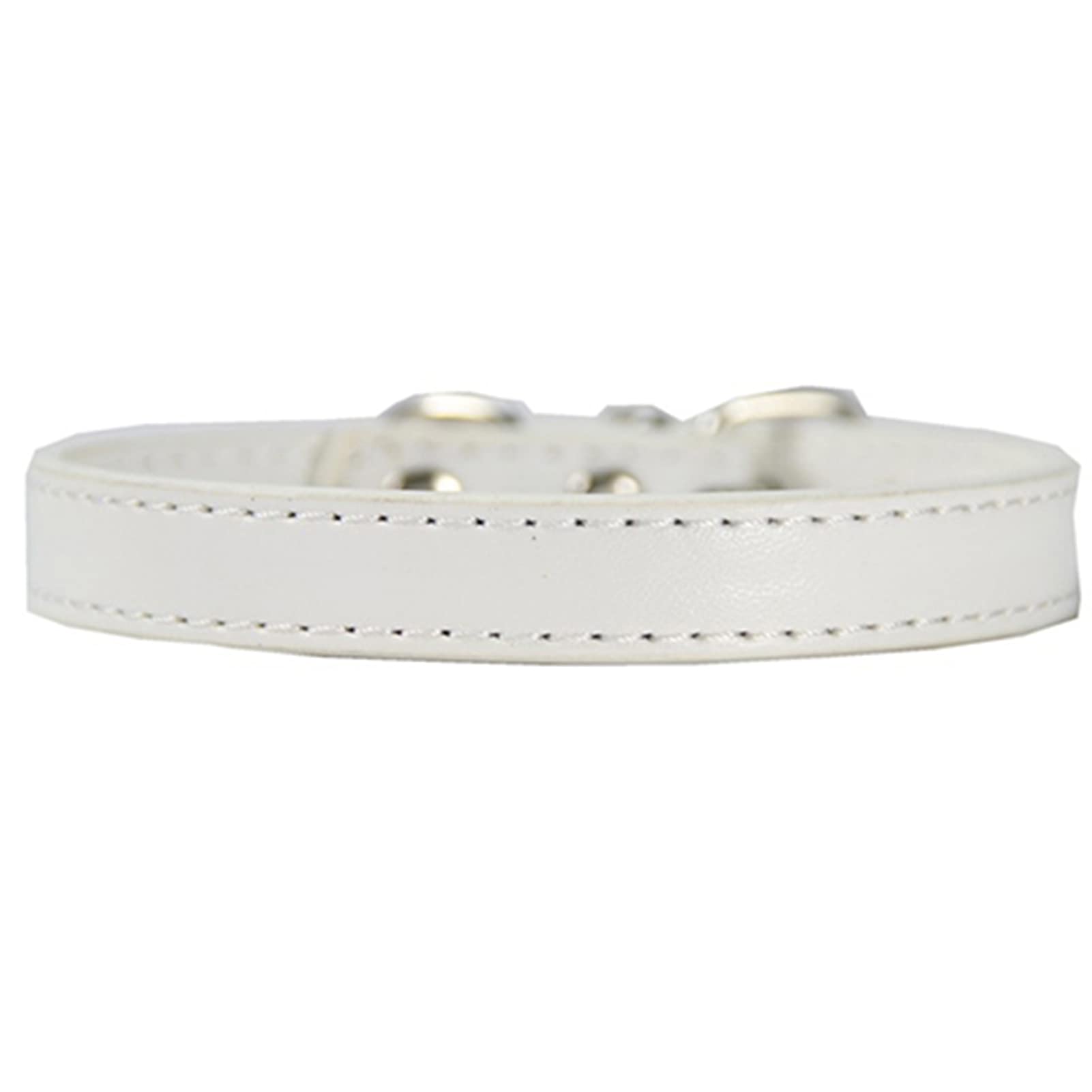 Bluelanss Leather Dog Collar, Fashion Adjustable Faux Leather Solid Color Dog Collar Pet Collar Cat Collar for Small Medium Large Dogs Puppy Cats White M