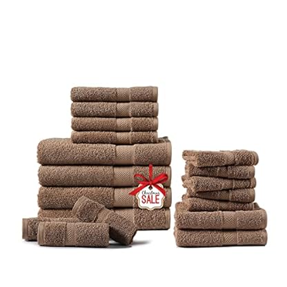 CHATEAU HOME COLLECTION 100% gekämmte Baumwolle 600 GSM Badetücher-Set für Bad, Dusche, saugfähiges 18-teiliges Handtuch…