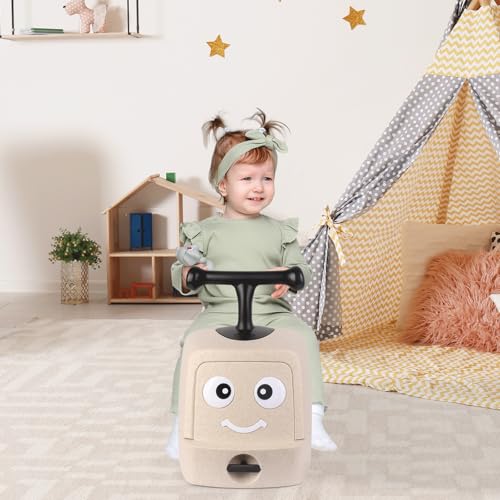 Homewell 4 in 1 Kinder Rutschauto mit Stauraum, Rutscher aus recyclebarem EPP-Materialfür Kinder ab 1 Jahr, Niedriges Fahrgestell, um EIN Umkippen zu verhindern, Mit 360-Grad-Universalrädern (Beige) – Bild 7