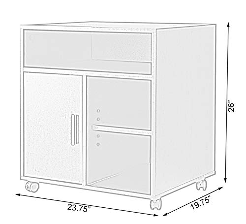 Image of Basicwise Printer Kitchen Office Storage Stand with Casters, White (QI003556.W)