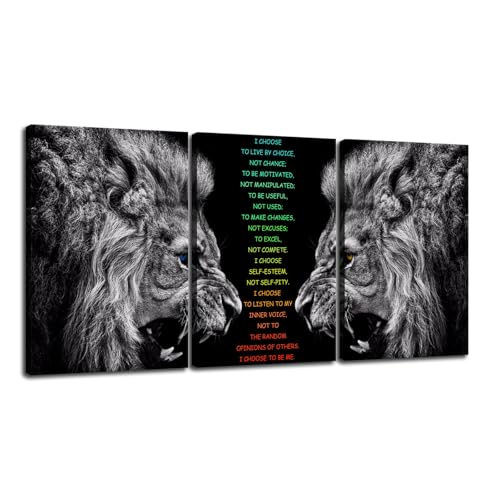 Motivational 3 Pieces Lion Wall Art for Office Inspirational I