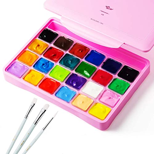 Gouache Paint Set-HIMI-Gouache Paint Sets with 3 Brushes & Palette-Guash-24 Colors-Non-toxic,Art Supplies, for Artists, Amateur Hobbyists and Painting Lovers