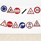 Wimpelkette mit Straßenschildern, 12 Stück