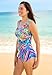 Swim 365 Women's Plus Size Sarong V-Neck Tummy Control One-Piece Swimsuit - 20, Rainbow Paradise