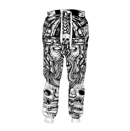 Pantalon motif tatouage viking 3D YIOLEAMP, l'originalité du streetwear vintage mixte