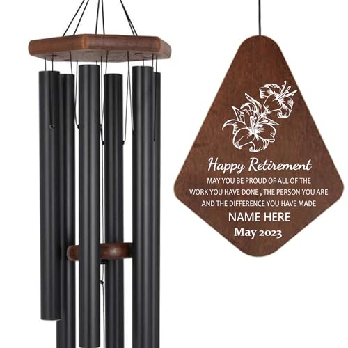 Image of ASTARIN Personalized Happy Retirement Gift, Custom Name Retirement Wind Chimes for Women Men, Wind Chime Retire Gifts for Teacher Co-Workers Boss Friends Parents, Going Away Funny Farewell Gift