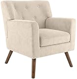 CLP Sessel gepolstert mit Cordbezug Kioni, Polstersessel mit Armlehnen, Ohrensessel bis 150 kg, Relaxsessel und Fernsehsessel für Wohnzimmer, Farbe:Creme