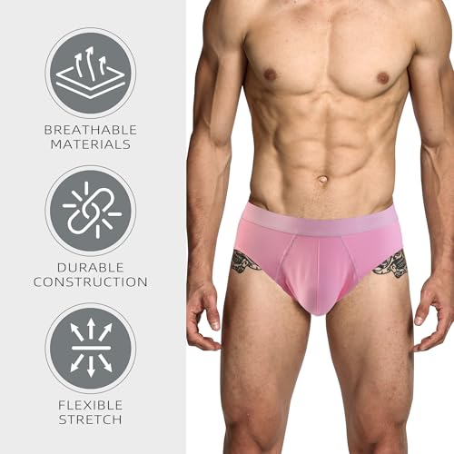 Men's Cotton Breathable Briefs, Ultra Soft No Fly Underwear with Supportive Pouch, 4 Pack3