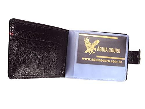 Carteira Couro Legítimo Masc.957 Águia Couro+Brinde Surpresa Cor:Preto;Tamanho:Padrão