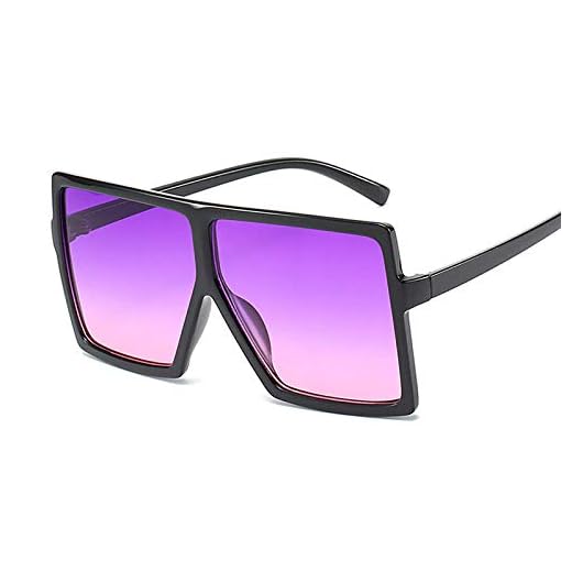 DLSM Gafas de Sol Grandes Gafas de Sol Gafas de Sol Moda Rosa Gafas de Sol Femenina Recetro Vintage Unisex Pesca al Aire Libre Equitación-Púrpura Negro