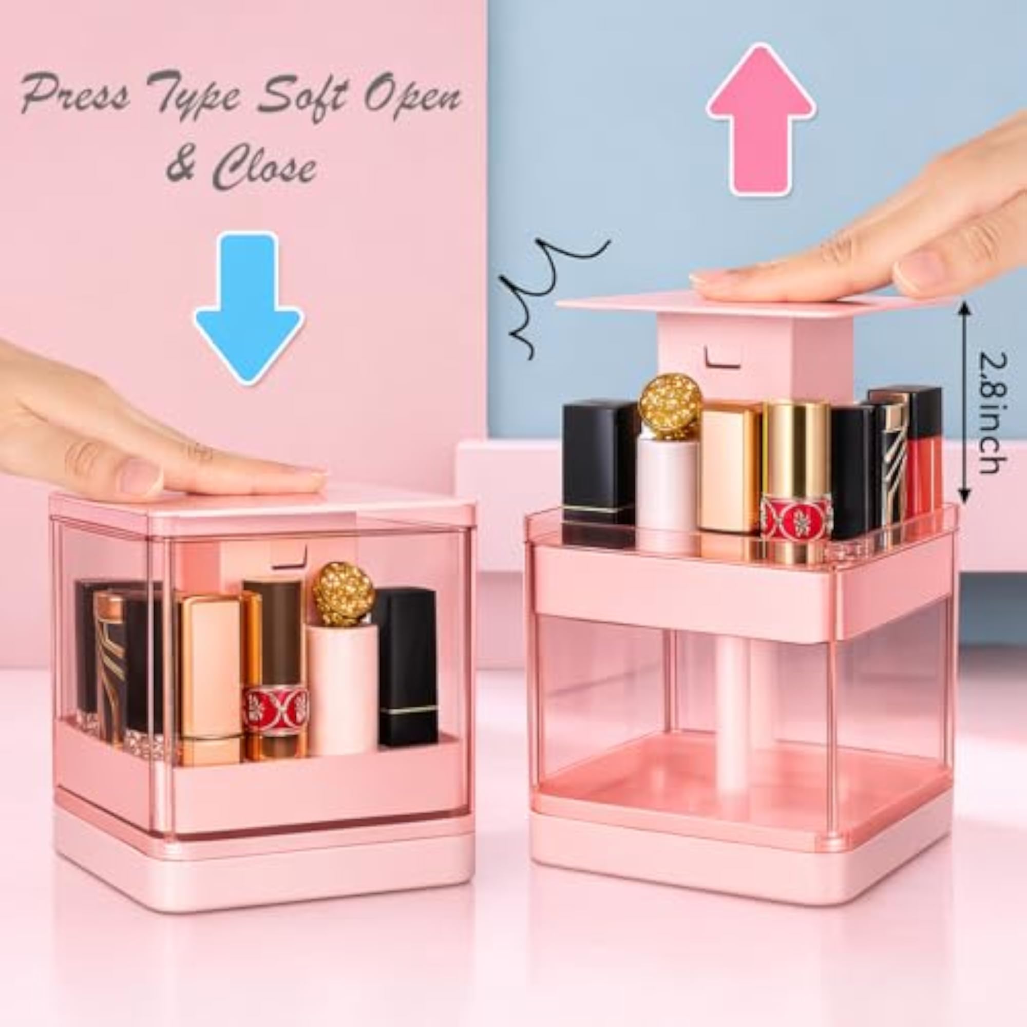Push Up Lipstick Organizer, 12-Slot Dustproof Storage Box