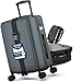 EXPLOORE Handgepäck Koffer, Trolley, Leichter Robuster Hartschalenkoffer mit TSA-Schloss, Reisekoffer mit Rollen, ideal als Koffer Handgepäck (Anthrazitgrau - Set mit Tasche)