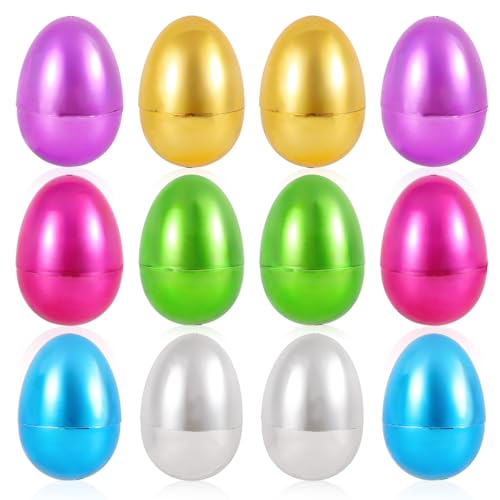 12 œufs de Pâques creux colorés remplissables, 6 couleurs