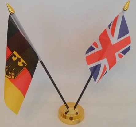 The Flag Company Gold Germany German State Eagle Union Jack 2 Flag Friendship Table Display With Base