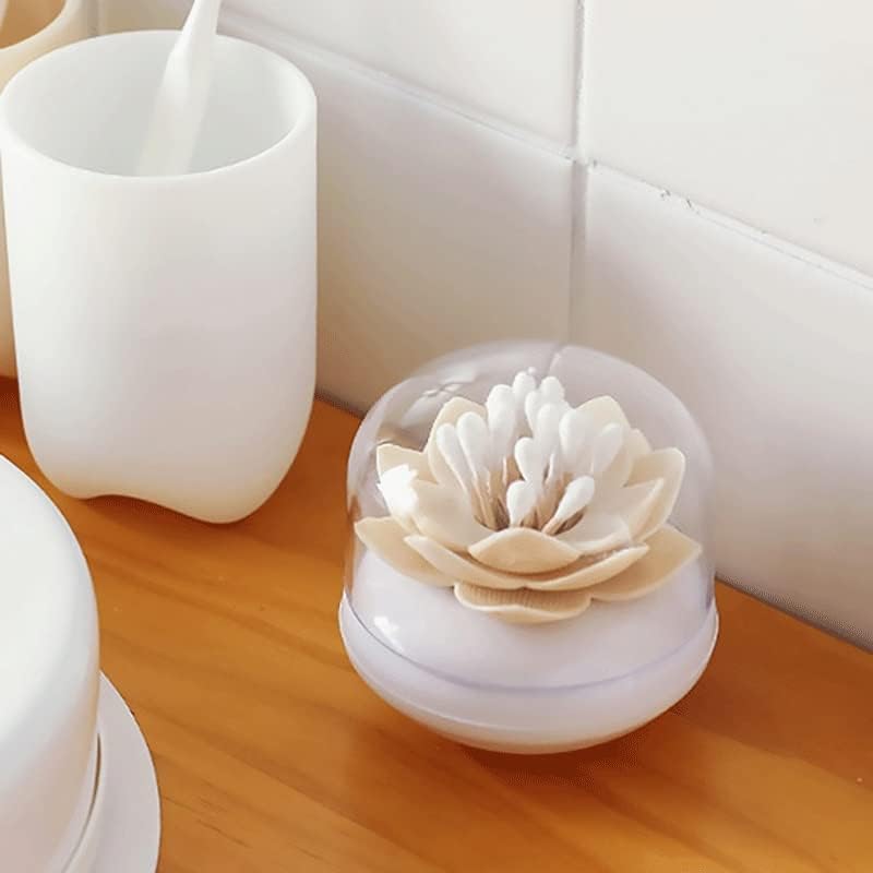 フラワーデザイン 綿棒ホルダー 保存容器 つまようじ オーガナイザー チューブ ダストカバー付き プラスチック つまようじ収納ボック