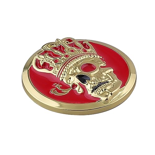 Image of 2pcs Skull Emblem Car Sticker Waterproof Decoration Logo Decals for Car Motorcycle Fridge Computer Door (Gold Red)