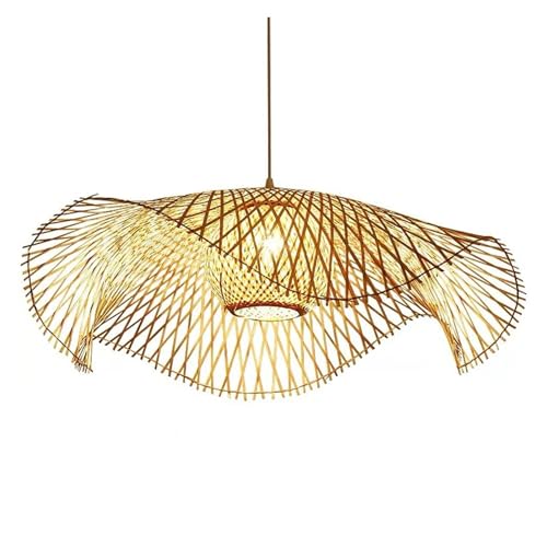 Lustre en rotin naturel style Asie du Sud-Est avec cordon ajustable pour salon et salle à manger