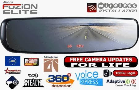 Elite GPS Mirror Safety Camera Warning System - Detects All Speed Cameras and Includes Free Speed Camera Updates For Life