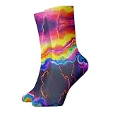 WBQLSL Bunte Socken mit elektrischem Stromdruck, lässig, warm, wadenhoch, stilvolle Socken für Outdoor-Aktivitäten und den Alltag