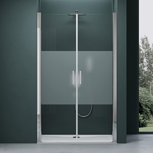 Mai&Mai double porte de douche pivotante 180°auto-levante paroi de douche pour niche 100x195cm en verre ESG dépoli opaque de 6mm avec revêtement Nano Ter24MS