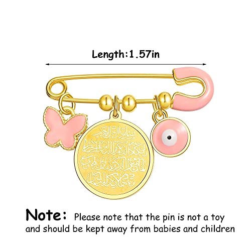 Image of 18K Gold Plated Baby Evil Eye Pin Baby Protection Jewish Brooch Jewelry Diaper Stroller