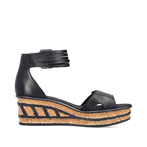 Sandali Rieker Donna Con Zeppa 5 Cm Neri â Cinturino Con Fibbia, Comfort - 2