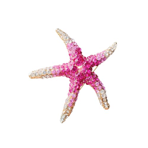 Image of Cute Sea Starfish Lapel Brooch Pin Crystal Rhinestone Paved CZ Star Pins Clip Collar Hat Shirt Jacket Badge Backpack Clothes Accessorries Brooches Delicate Jewelry Gifts for Women Girls Beach Party