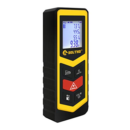 BOLTHO Laser Measure 131Ft/40M/In/Ft Laser Distance Meter, Portable High Precision and Backlight LCD Display, Measure Distance, Area and Volume, Pythagorean Mode Battery Included