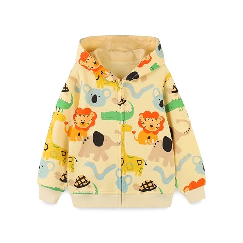 XJUERAA Kids Zip Up Hoodie Dinosaur Digger Unicorn Age 2-8 Years