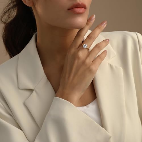 Engagement Rings for Women 14K Gold Plated Round Cubic Zirconia Ring Dainty Gold Promise Ring Wedding Band Rings for Women Trendy Gold Jewelry3