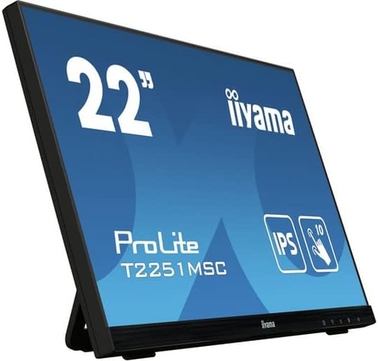 iiyama ProLite T2251MSC-B1 - LED monitor - 22" (21.5" viewable) - touchscreen - 1920 x 1080 Full HD (1080p) - IPS - 250 cd/m² - 1000:1-7 ms - HDMI, VGA, DisplayPort - speakers - matte black