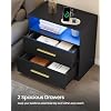 VASAGLE Custos Collection - 23.6 Inch Wide Nightstand with Charging Station, LED Lights, Modern Night Stand, Side End Table with Drawers, Open Shelf, 2 AC Outlets USB Ports, Ink Black