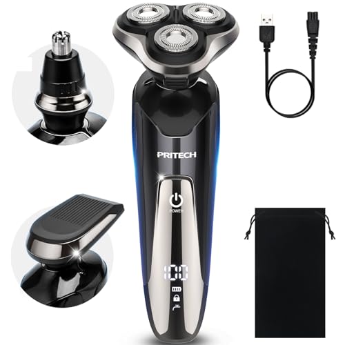 Electric Razor for Men,Rechargeable Electric Shavers for Men Face - Wet Dry Cordless Mens Rotary Shavers with Beard Hair Trimmer,Nose Trimmer - Portable Travel Shaver