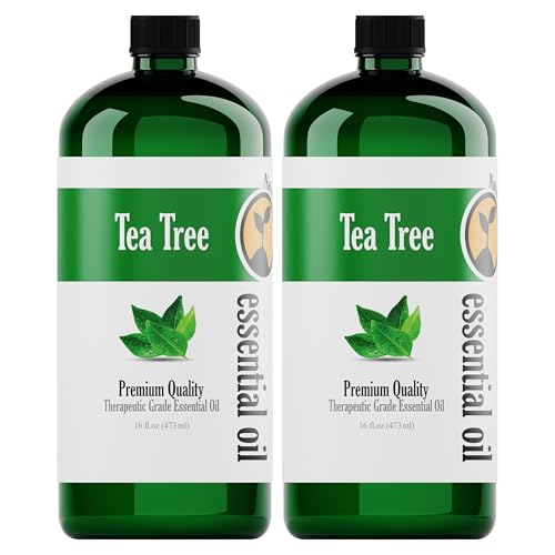 2 Pack 16oz Bulk Size Tea Tree Essential Oil - (32 Ounce Total) - Therapeutic Grade Essential Oil - 16 Fl Oz Tea Tree Oil Bottles - Bulk Tea Tree Oil - Bulk Essential Oils