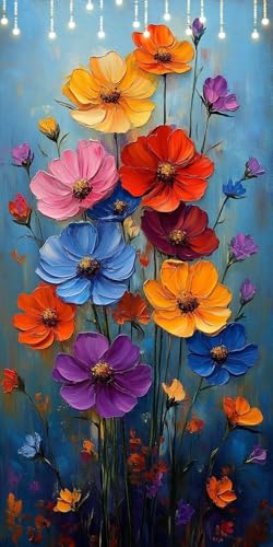 数字油絵 植物 ペイントバイナンバー 菊 DIY 数字でペイント手芸キッ 子供または大人用 初心者向け ブラシとアクリル絵の具付き フレームなし paint by numbers 70X180cm ホーム ハロウィン 飾り 女性へのギフト P0-149