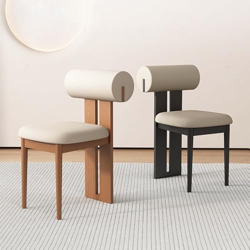 Chaise de salle à manger en bois massif et similicuir rembourré