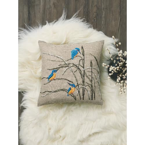 Kit de broderie au point de croix martin-pêcheur Permin canevas fils aiguille