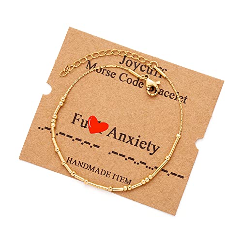Image of JoycuFF Inspirational Morse Code Bracelets for Women Silver Beads Jewelry Encouragement Mantra Gifts for Her