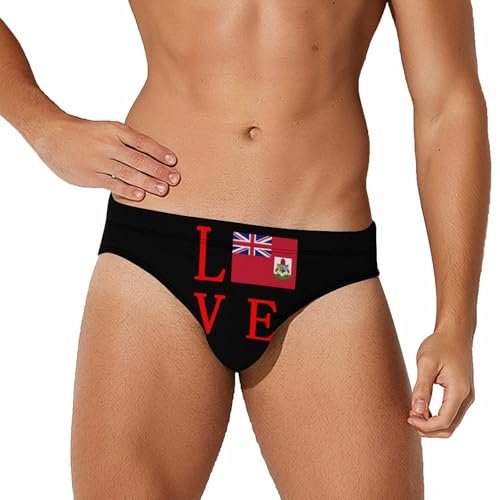 Love Bermuda Flag Mens Swim Briefs Sexy Bikini Swimwear Bathing Suits Trunks