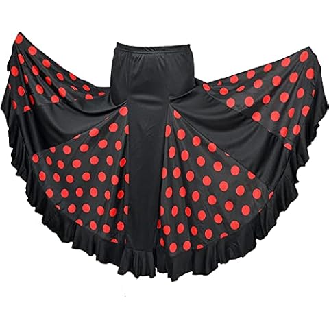 Flamifeel Falda larga negra con lunares rojos Cover
